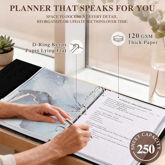 Lanpn End of Life Binder Organizer Death Planner 8.5"x11", Final Wishes & - Image 4