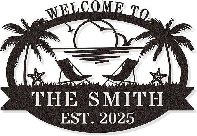 Personalized Metal Beach Sign | Custom Coastal Wall Decor by HYTSIGN