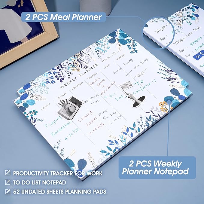 2 Pack Weekly Planner Notepad Tear Off Set of 2 Weekly Calendar Pad 52 Undated - Image 2