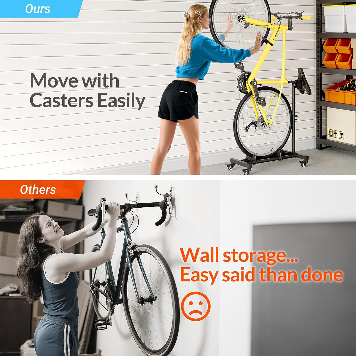 vertical bike stand, freestanding bike rack for garage showing dimensions