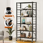 himix 6-tier foldable storage shelves with wheels adjustable on a desk or shelf