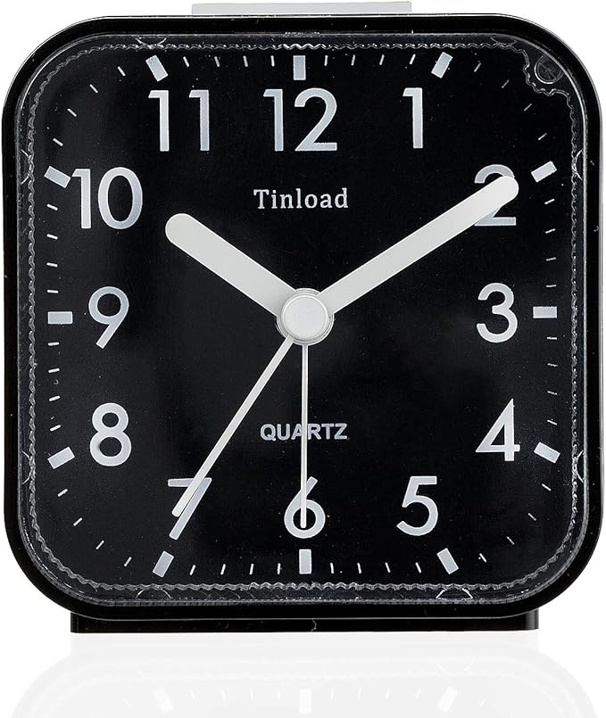 Tinload Small Battery Operated Analog Travel Alarm Clock Silent Non Ticking by Tinload
