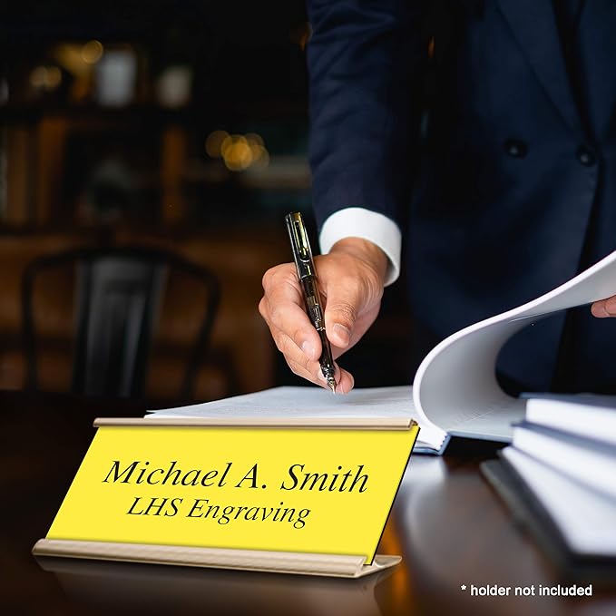 Door Name Plate Personalized for Office Yellow Plastic Name Plate Black Letters - Image 7