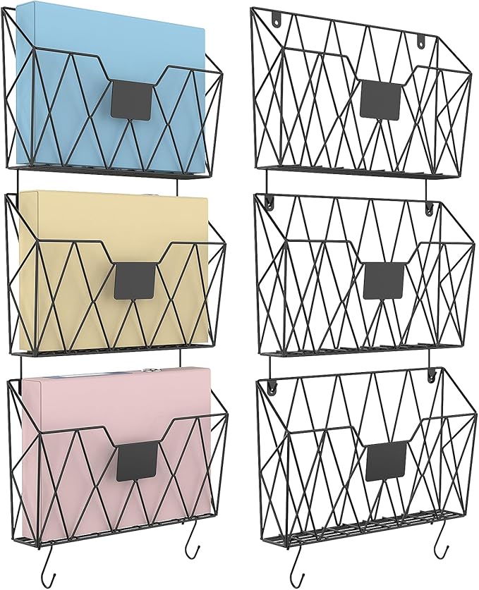 YBING Wall File Organizer Mesh Hanging Wall-mount Files Holder 6 Pack Hanging by YBING
