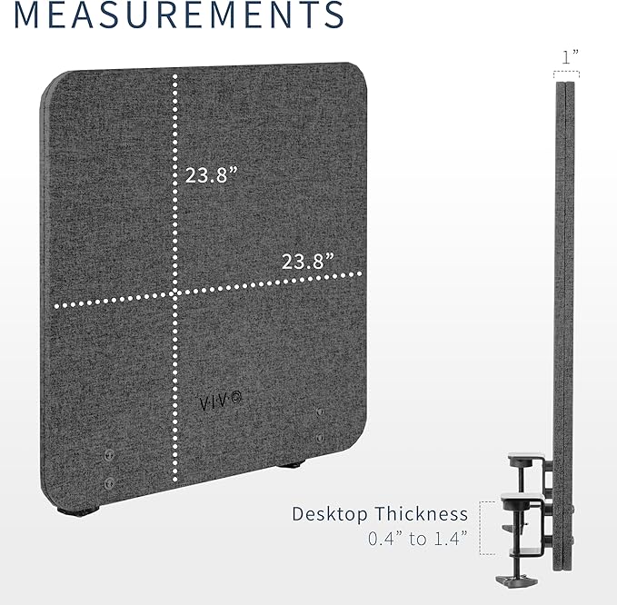 VIVO Clamp-on 24 x 24 inch Privacy Panel, Sound Absorbing Cubicle Desk Divider - Image 3