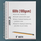 U.S. Art Supply 9"x12" Sketch Book Pad, 2 Pack, 60lb Spiral Bound - Image 3