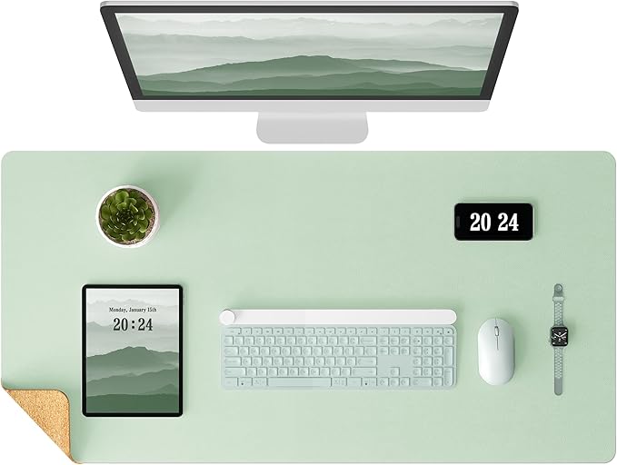 Aothia Double-Sided Desk Pad – 37.8"x17" Leather Desk Mat by AothiaSimpleNaturalUnique