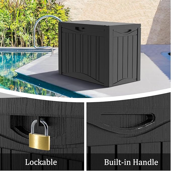 TARKARI 45 Gallon Lockable Resin Deck Box, Waterproof & UV-Resistant Outdoor - Image 4