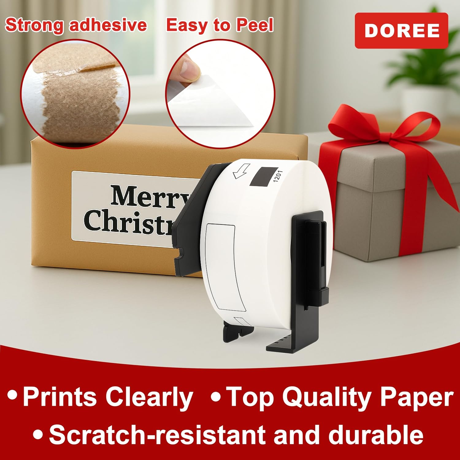 DOREE 10 Rolls DK-1201 Die-Cut Address Labels 1.14" x 3.5" 400 Labels/Roll | Replacement for Brother DK1201 29mm x 90mm Black on White Compatible with Brother QL-700/800/810W/820NWB/1100/1110NWB