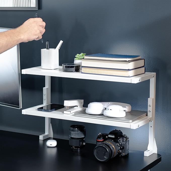 VIVO Clamp-on 24 inch Above or Below Desk 2-Tier Shelving Unit - Image 8