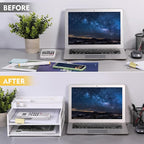 Eufrozy 3 Tier Stackable Letter Tray Paper Organizer, Cardboard Inbox, File - Image 2