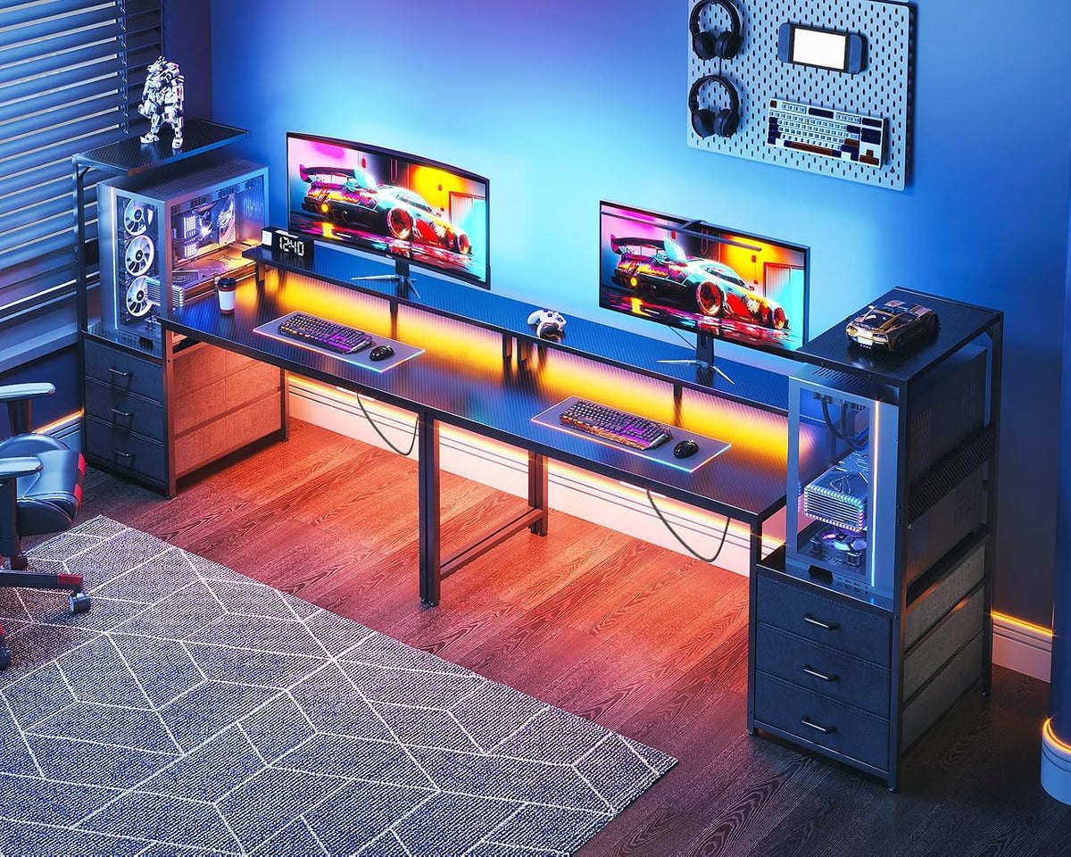 Gaming Desk with PC Display Stand, Reversible for Gaming Setup, 63 inch