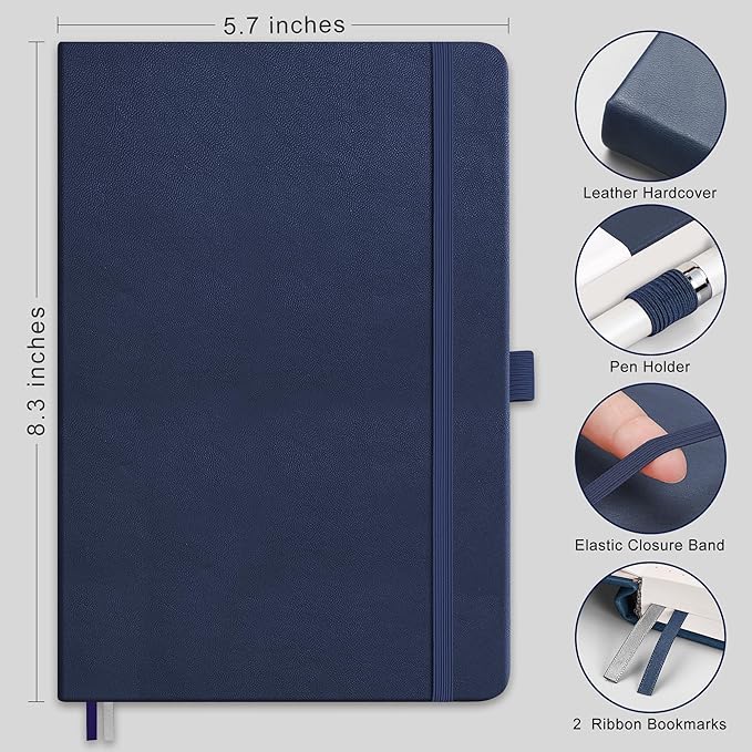 RETTACY Bullet Dotted Journal Notebook, 256 Pages, A5 Medium Size, Leather - Image 2