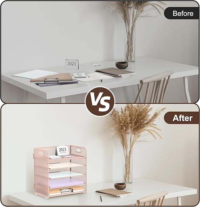 2 Pack 5-Tier Pink Desk Organizer - Image 4
