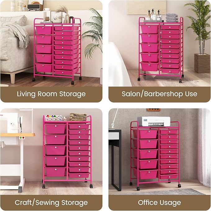 GLACER 15 Drawers Rolling Cart, Storage Cart - Image 8
