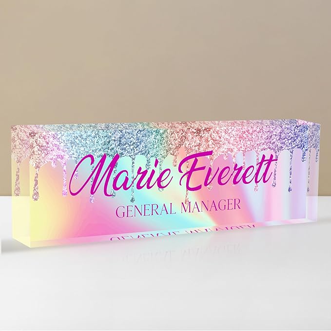 Personalized Name Plate for Desk, Custom Desk Name Plate, Acrylic Name Plate by EOBIBIFUN