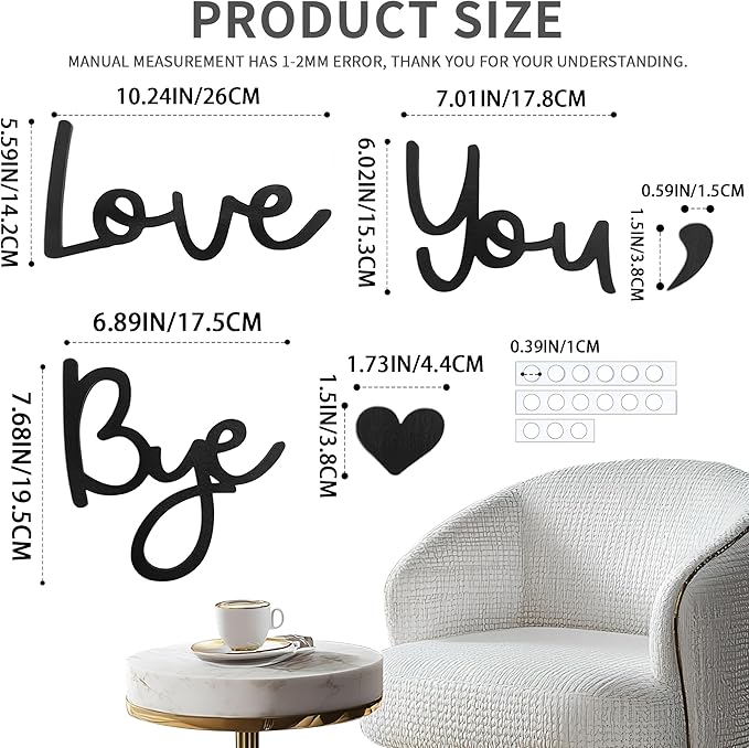Large Love You Bye Wood Sign Home Decor, Above Door Topper Decoration, Boho - Image 4