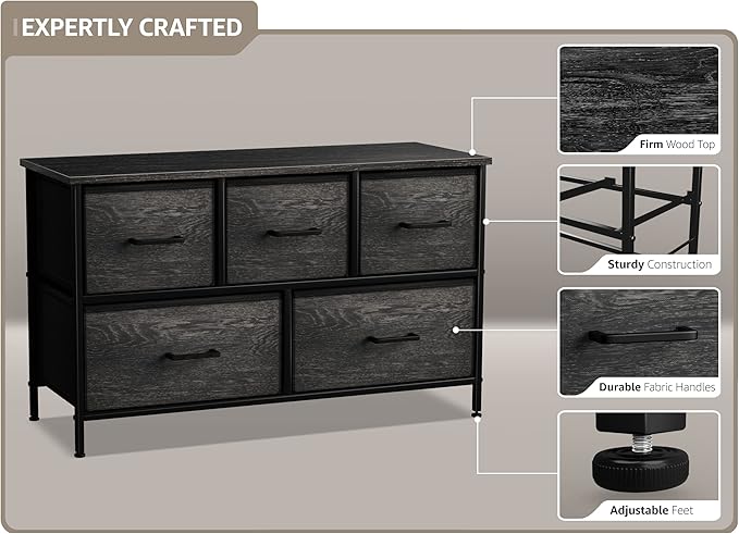 Sorbus Dresser with 5 Faux Wood Drawers - Image 4
