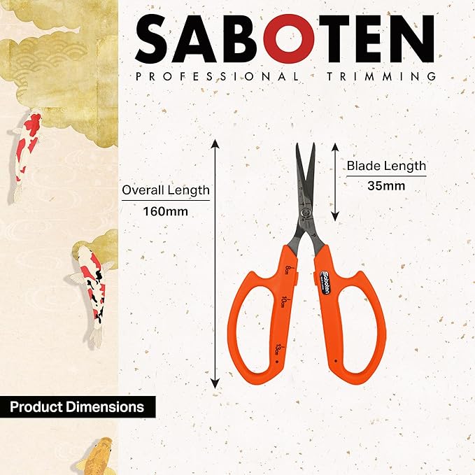 Saboten Stainless Steel Straight Blade Trimming Scissors Orange PT-12 160mm - Image 2
