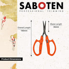 Saboten Stainless Steel Straight Blade Trimming Scissors Orange PT-12 160mm - Image 2