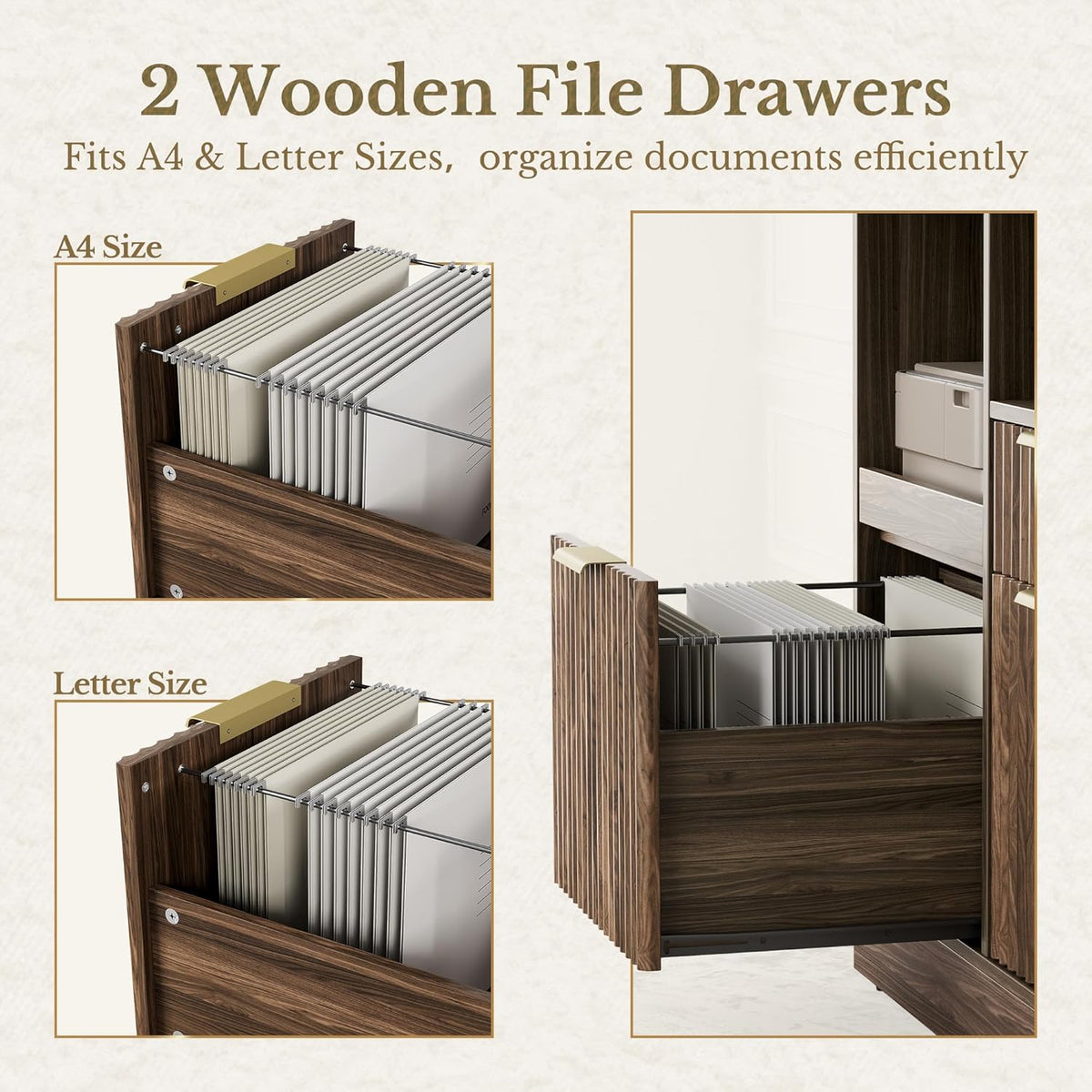 3 drawer file cabinet, fluted wood lateral filing, package contents