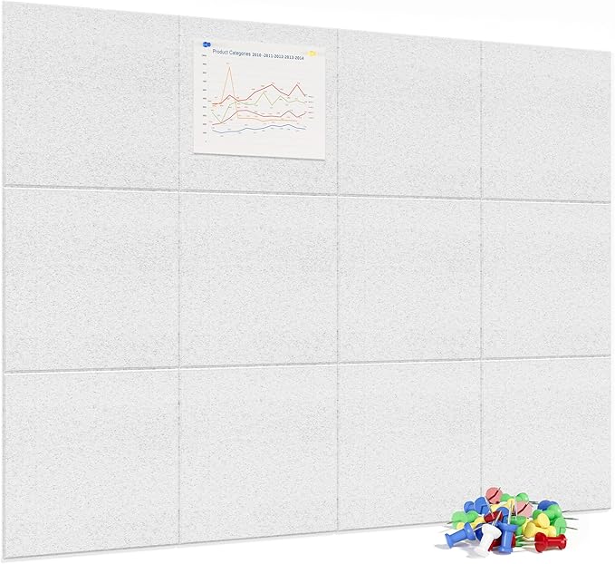 Neatsure Large Cork Board for Wall, 12 Panels Felt Tiles Tack Push Pin Board by Neatsure