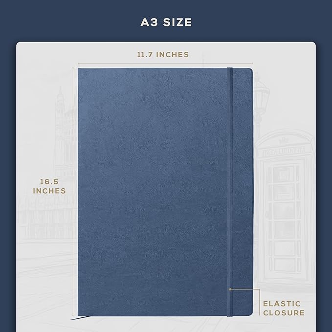 Beechmore Books A3 Sketchbook – 11.7x16.5 Premium Vegan Leather Bound Extra - Image 4