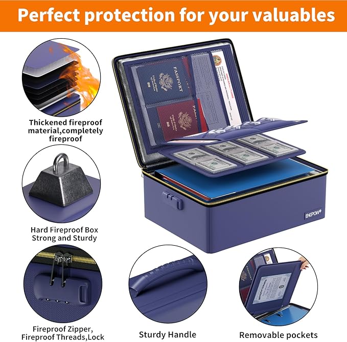 ENGPOW Fireproof Document Box, Hard Fireproof Box - Image 4
