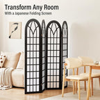 ALeesing Folding Room Divider Privacy Screen Freestanding 4-Panel Shoji Style - Image 8