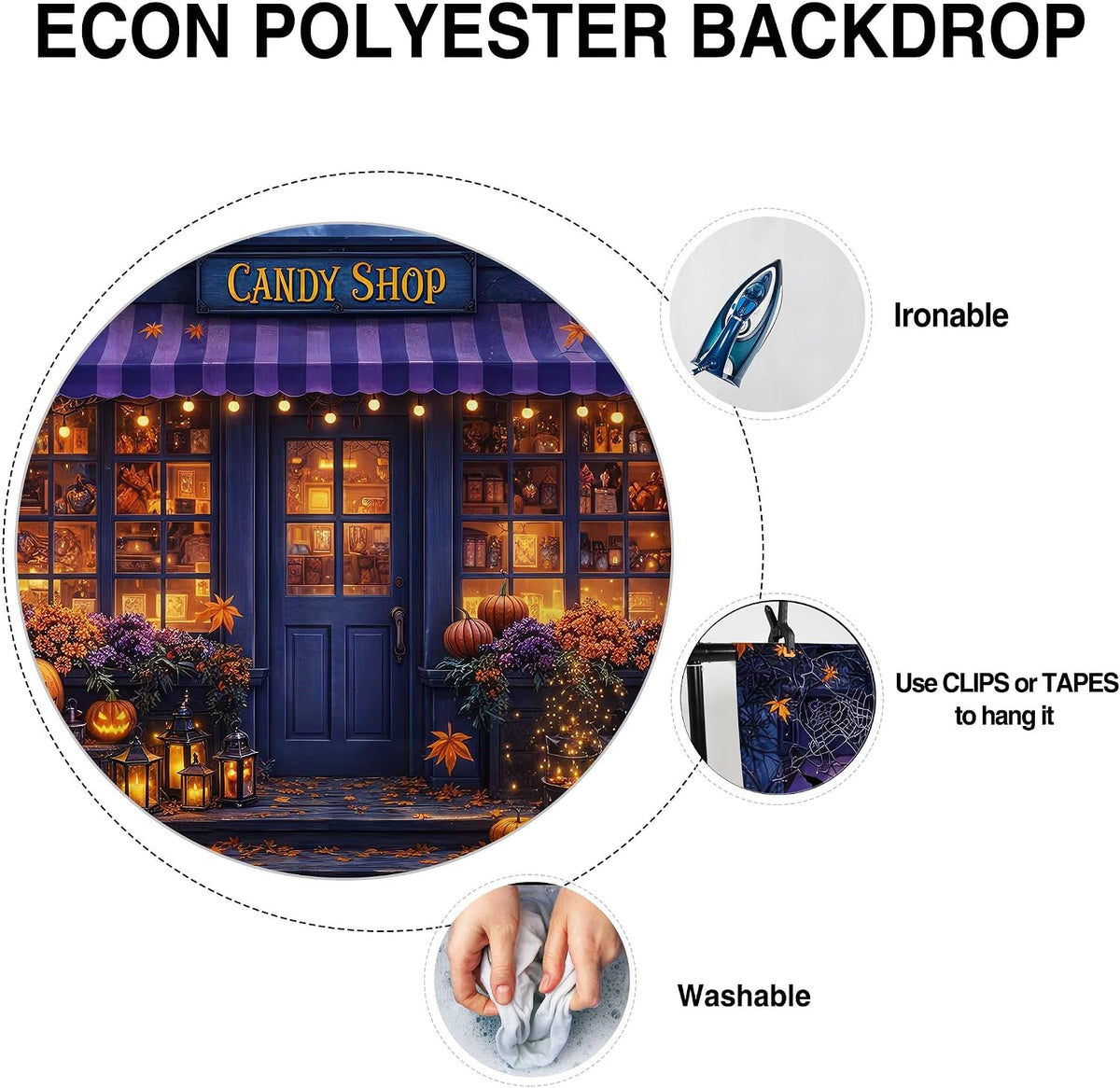 Allenjoy 118" x 95" Halloween Candy Shop Photography Backdrop with ...