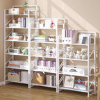 JSB No Assembly Folding Bookshelf, 6 Tier Industrial Metal Book Shelf - Image 5