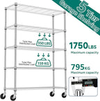 M MZG 5 Tiers Shelf 1750 lbs Steel Storage Shelving Utility Shelving Unit Steel - Image 8