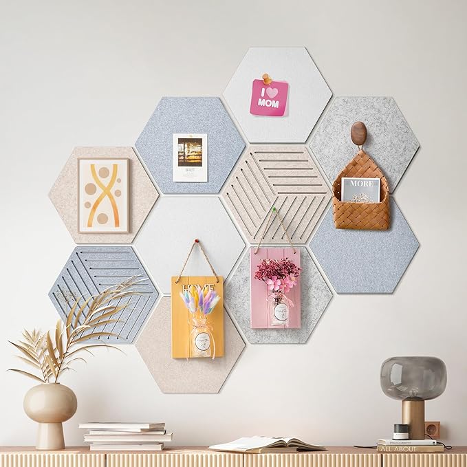 12'' Medium Hexagon Cork-Bulletin Board Tiles Adhesive 10PCS 12x10 inch - Image 11
