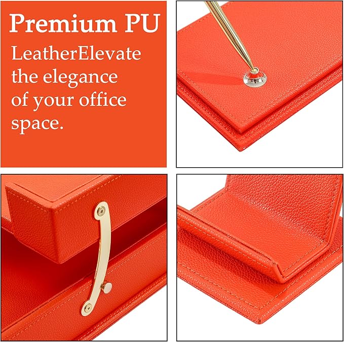 RitPin Luxury Executive Leather Desk Organizer Set – 11-Piece Office Desk - Image 4