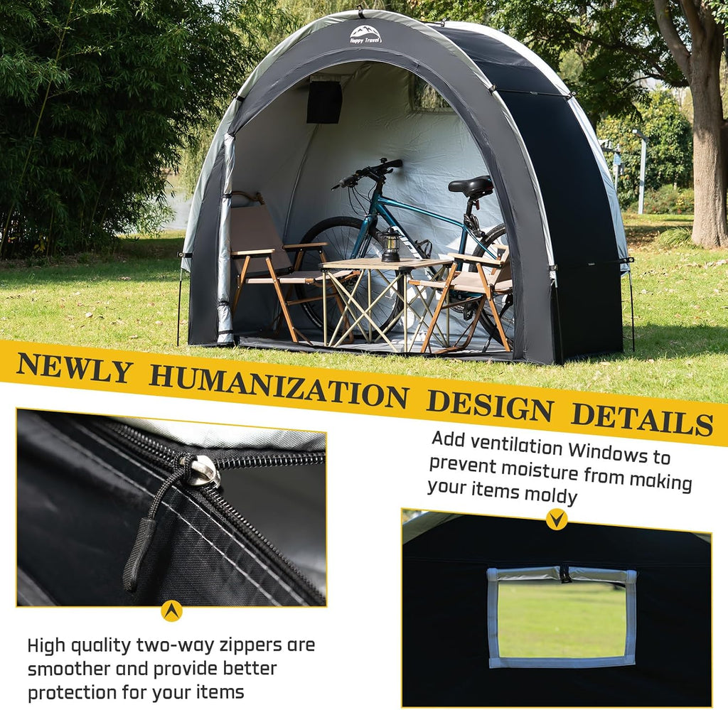 happy travel bike storage shed tent, outdoor portable, package contents