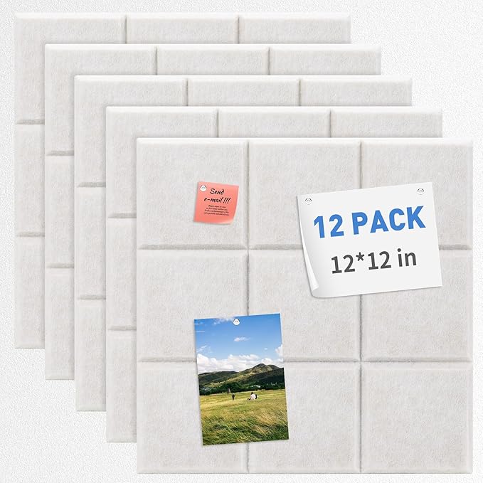 Smarpau Cork Board 48"X36", 12 Pack Nine-Grid Felt Bulletin Boards, Small Pin by Smarpau
