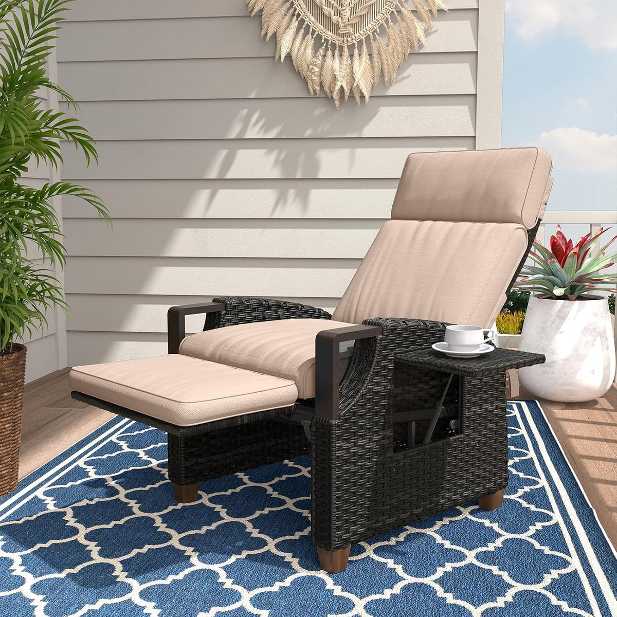 Grand patio Outdoor Recliner with Independent Adjustable Back and Footrest, A...