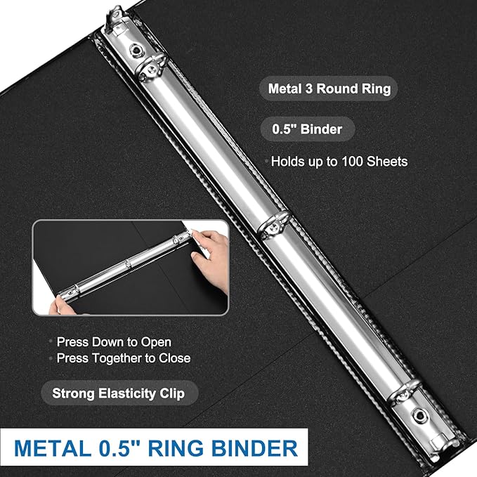 0.5-inch 3-Ring Binder, 1/2 Inch Round Ring Binder - Image 4