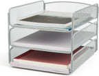 Safco Onyx Desktop Organizer, 3-Tier Paper Tray, Durable Steel Mesh Construction