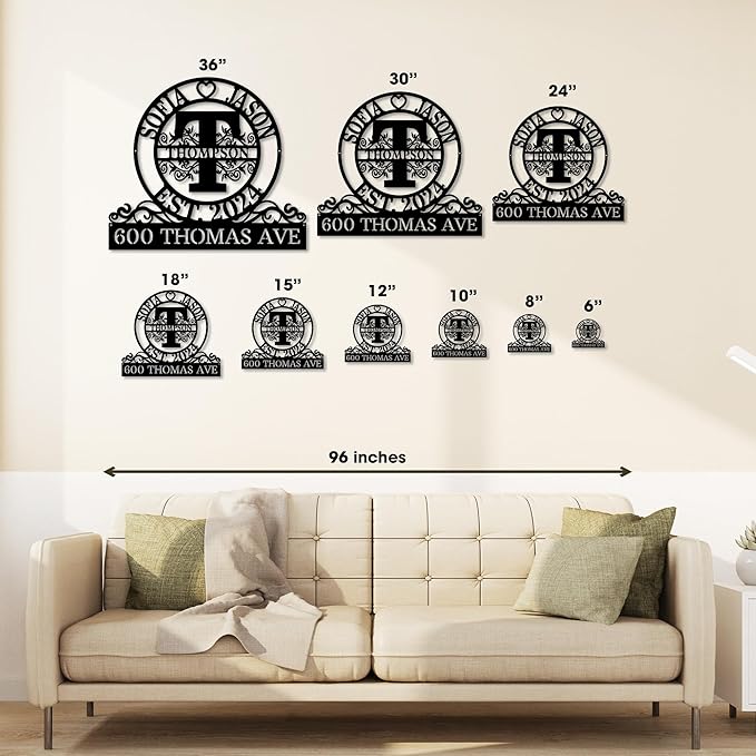Custom Metal Signs | Personalized Monogram Name Sign | Outdoor Wall Art - Image 2