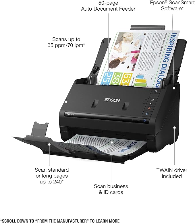 Epson WorkForce ES-400 II Color Duplex Desktop Document Scanner - Image 3