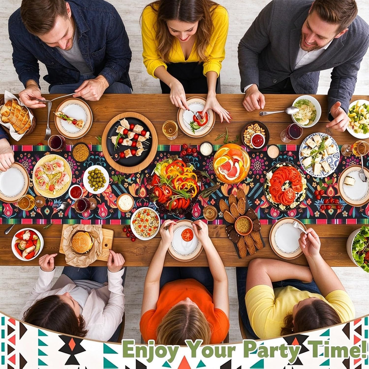15 Pack Mexican Theme Halloween Table Runners 72×13in Cinco de Mayo Bird Dia ...