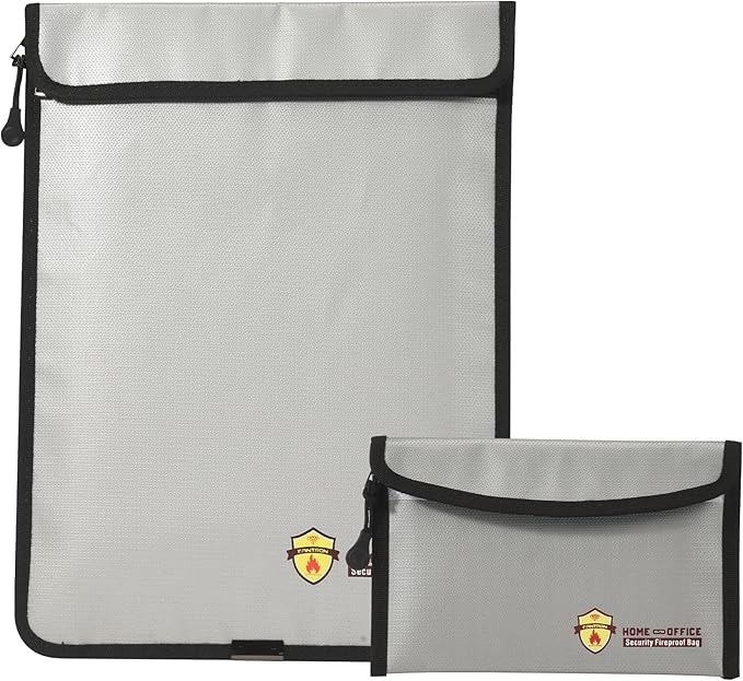 2 Pcs Fireproof Waterproof Document Bag – Fire & Waterproof Money Pouchfor by Unknown