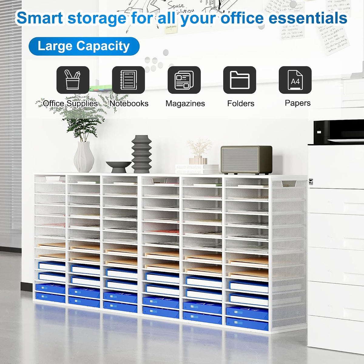 Mail Sorter Adjustable Countertop Mail Holder, Heavy Duty Literature Organize...