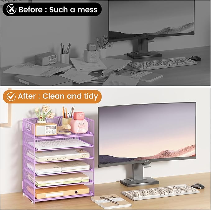 Subekyu 6-Tier Desk Paper Organizer, Desktop File Letter Tray - Image 2