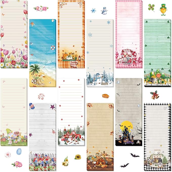 Eaasty 12 Pcs Seasonal Holiday Magnetic Notepads by Eaasty