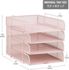 Mind Reader Stackable Paper Tray, Desktop Organizer, File Storage, Metal Mesh - Image 3
