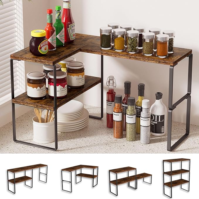 Golener Countertop Organizer Corner Shelf, 2-Tier Adjustable Stackable Corner by Golener