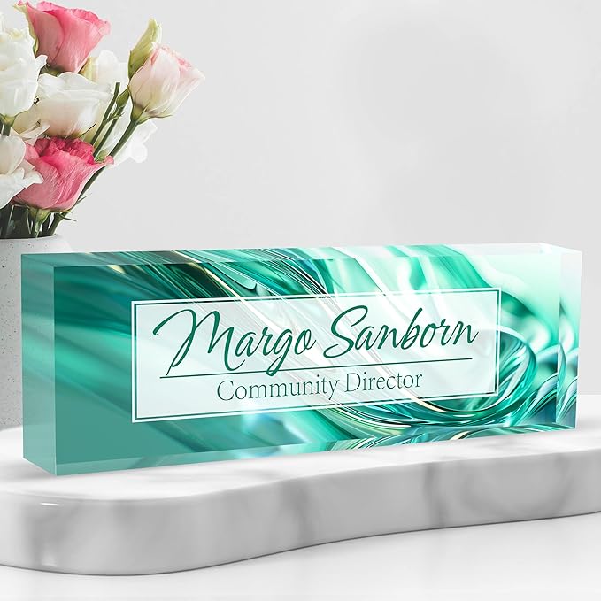 Personalized Name Plate for Desk Custom Acrylic Desk Name Plate Custom Employee by AZUFEMOS