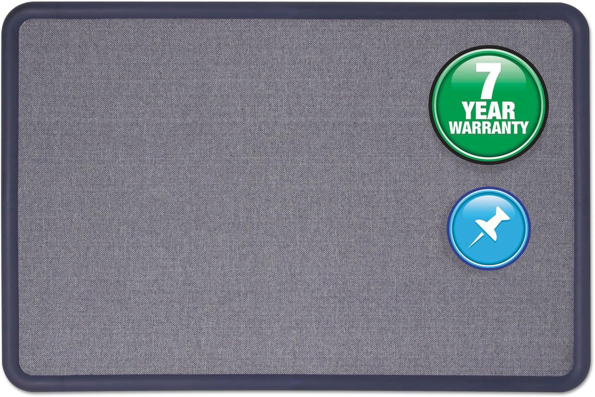 Quartet Contour Fabric Bulletin Board, 4' x 3', Blue Frame, Blue Fabr...